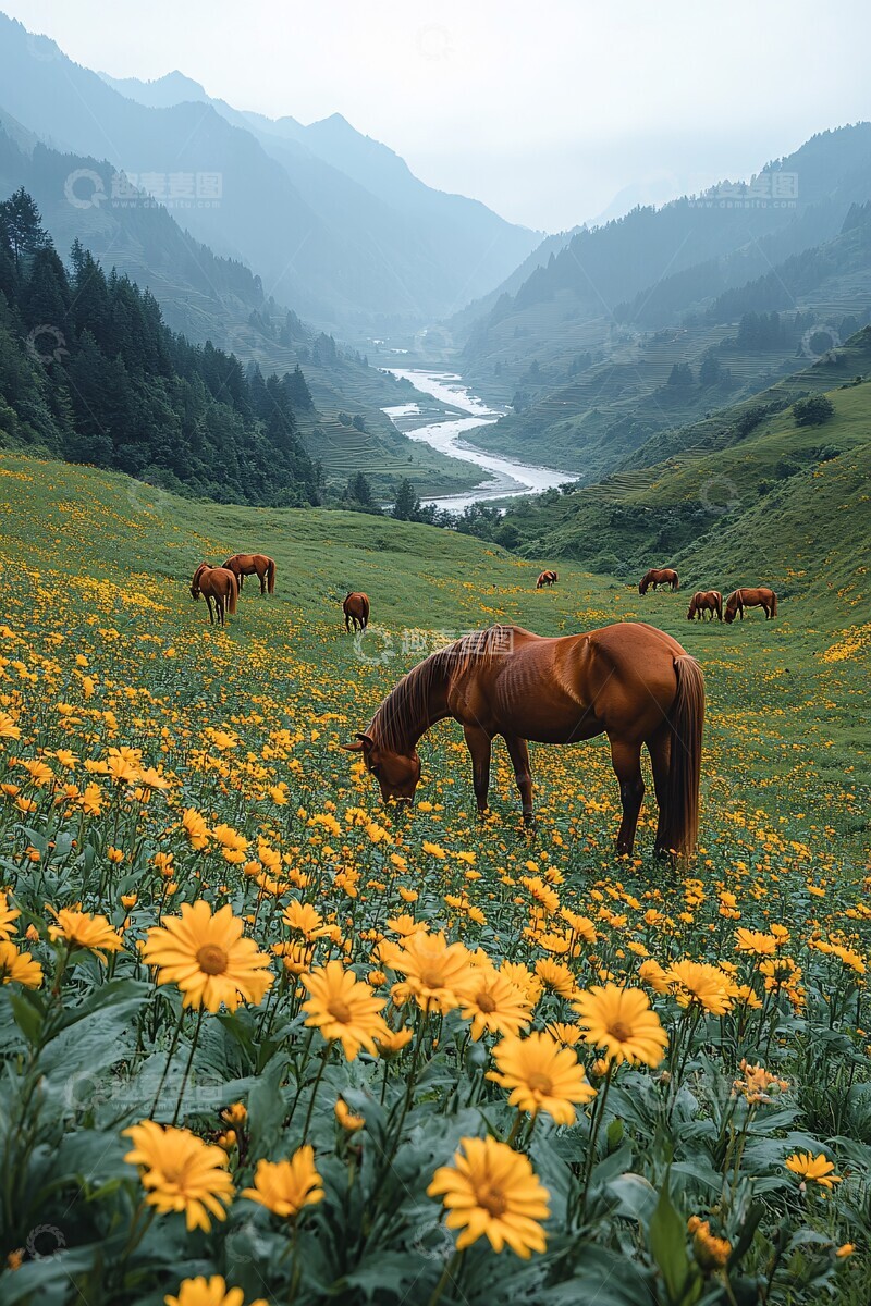 高清大图下载【趣麦麦图】草原与河流景象1