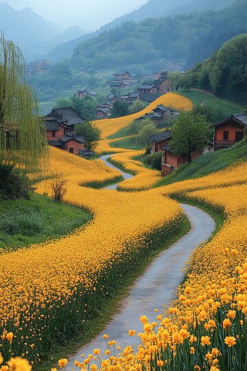 油菜花田乡村路3