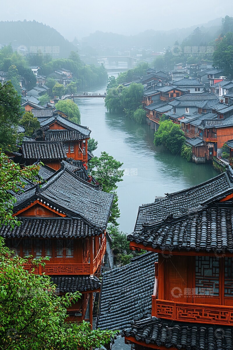 高清大图下载【趣麦麦图】河畔古镇河畔古镇建筑3