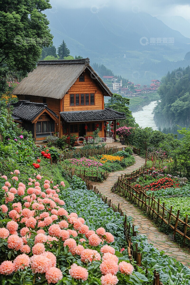 高清大图下载【趣麦麦图】竹林山居菜园风光2