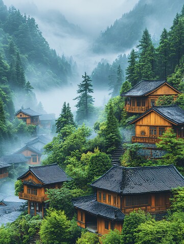 绿色山脉村庄景3