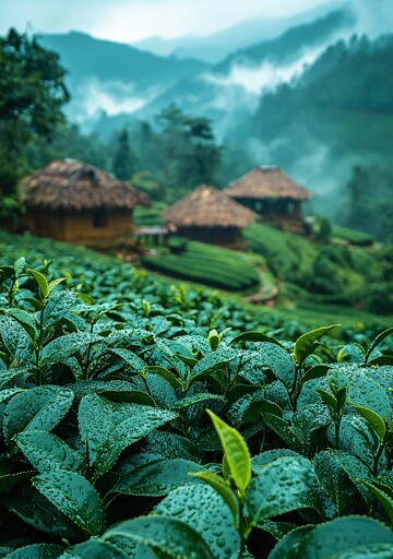 茶山远景茶山山坡绿叶1