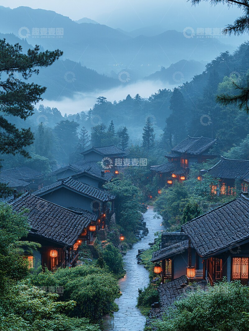 高清大图下载【趣麦麦图】雨后晨雾山景2