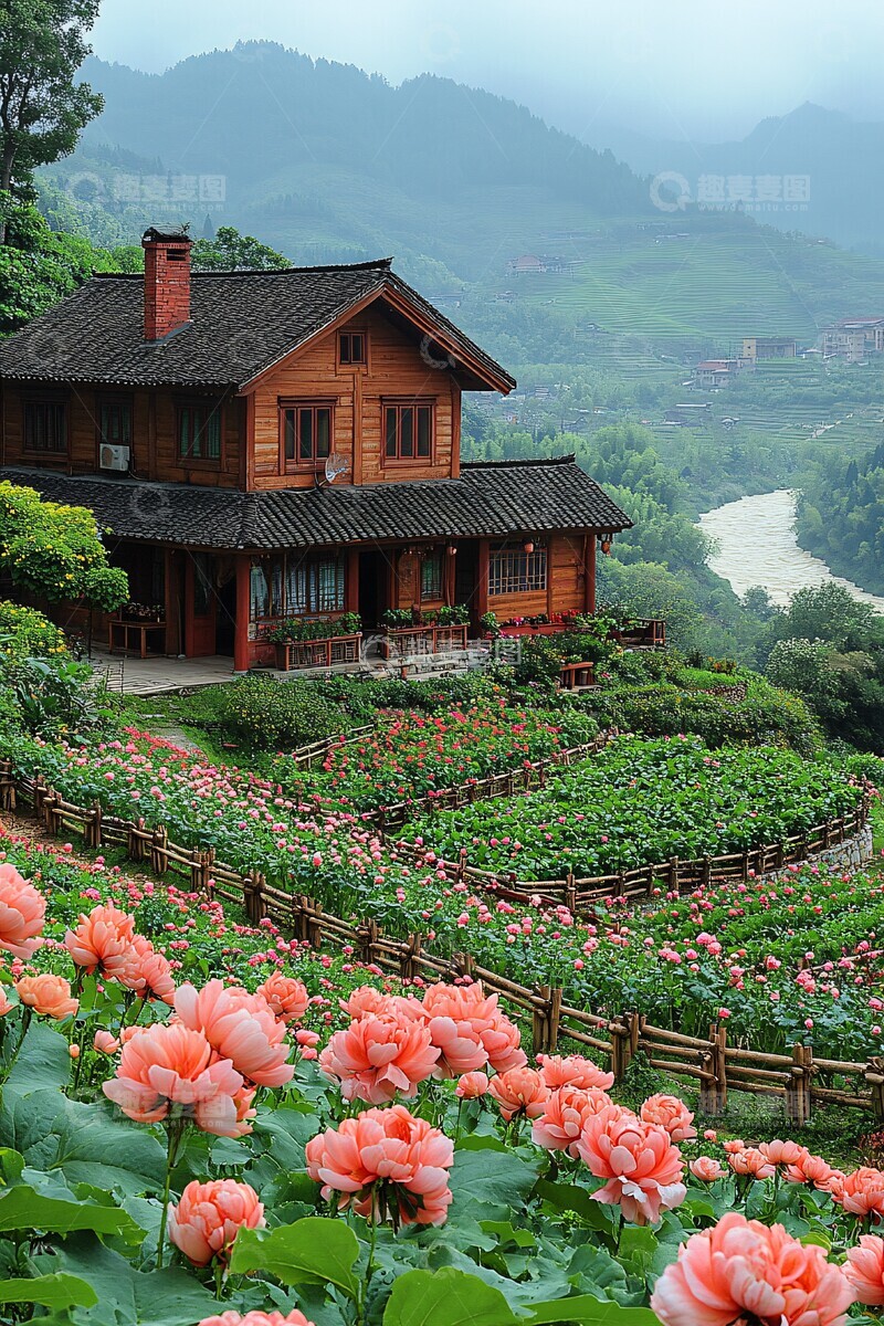 高清大图下载【趣麦麦图】竹林山居菜园风光3