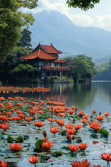 湖畔花影映青山2