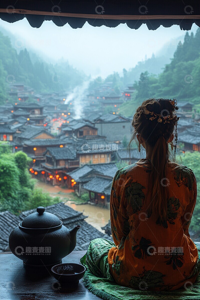 高清大图下载【趣麦麦图】苗寨茶室一瞥2