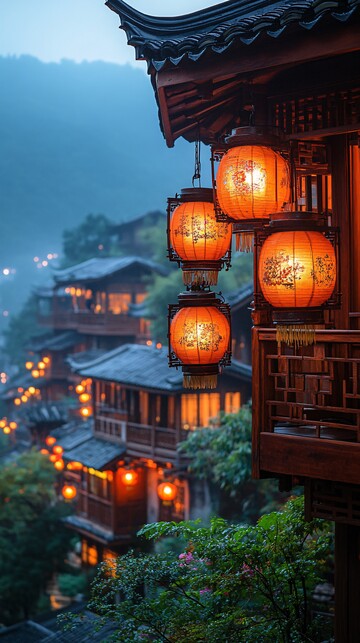 苗寨灯火映山楼3