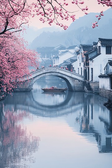 小桥流水月色桃花2