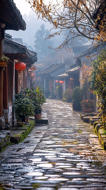 乡村街道整洁明亮3