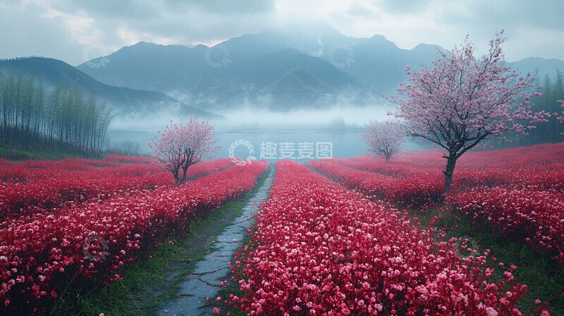 高清大图下载【趣麦麦图】桃花李花映山湖3