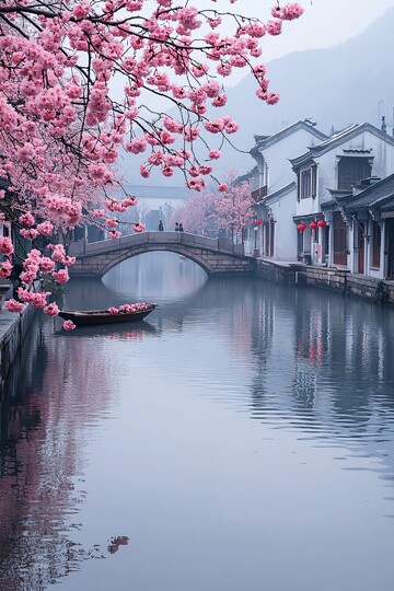 小桥流水月色桃花3