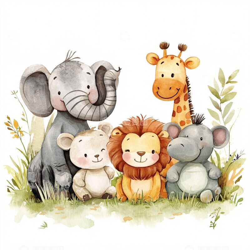 高清大图下载【趣麦麦图】小动物草地聚会2