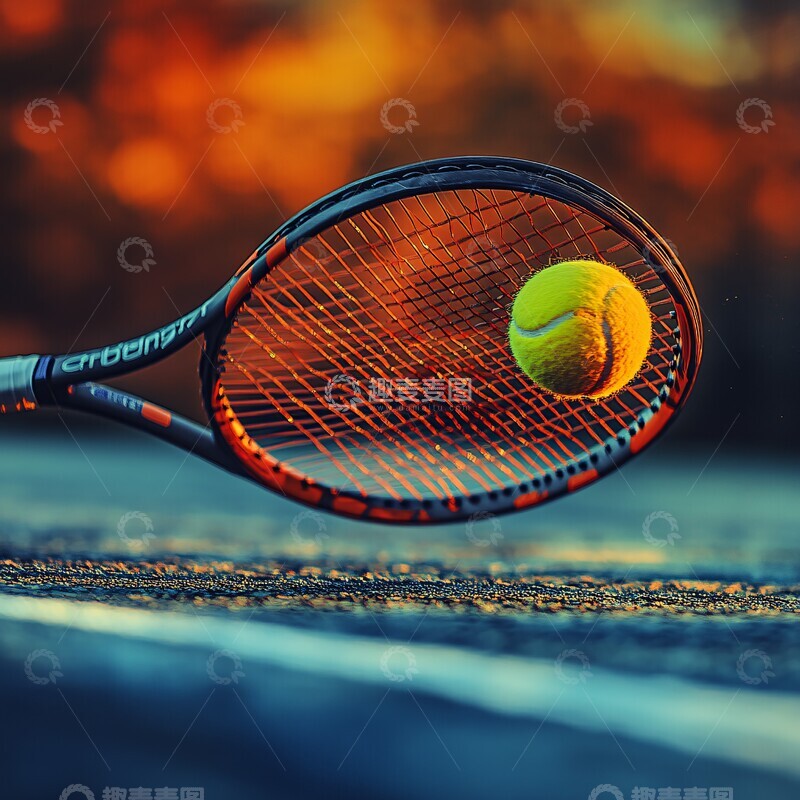 高清大图下载【趣麦麦图】网球拍击球瞬间3
