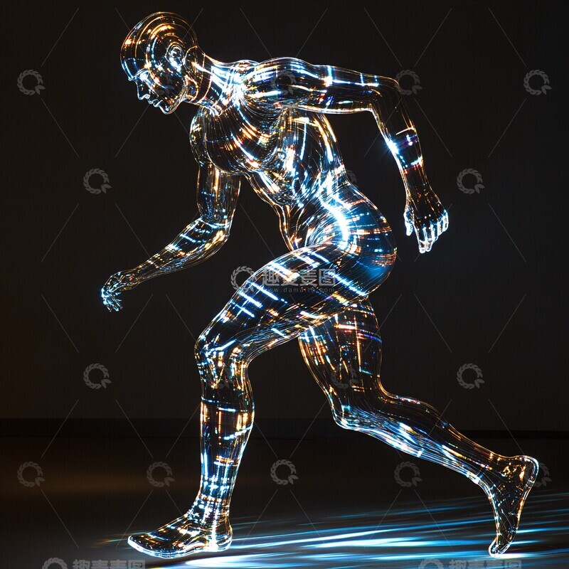 高清大图下载【趣麦麦图】激光人像侧面跑步3