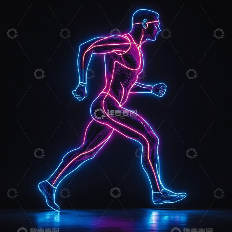 高清大图下载【趣麦麦图】跑步者背部轮廓3