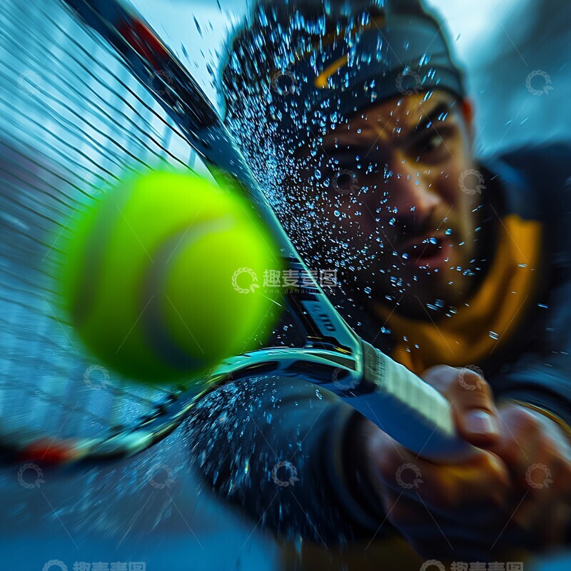 高清大图下载【趣麦麦图】网球拍击球瞬间2