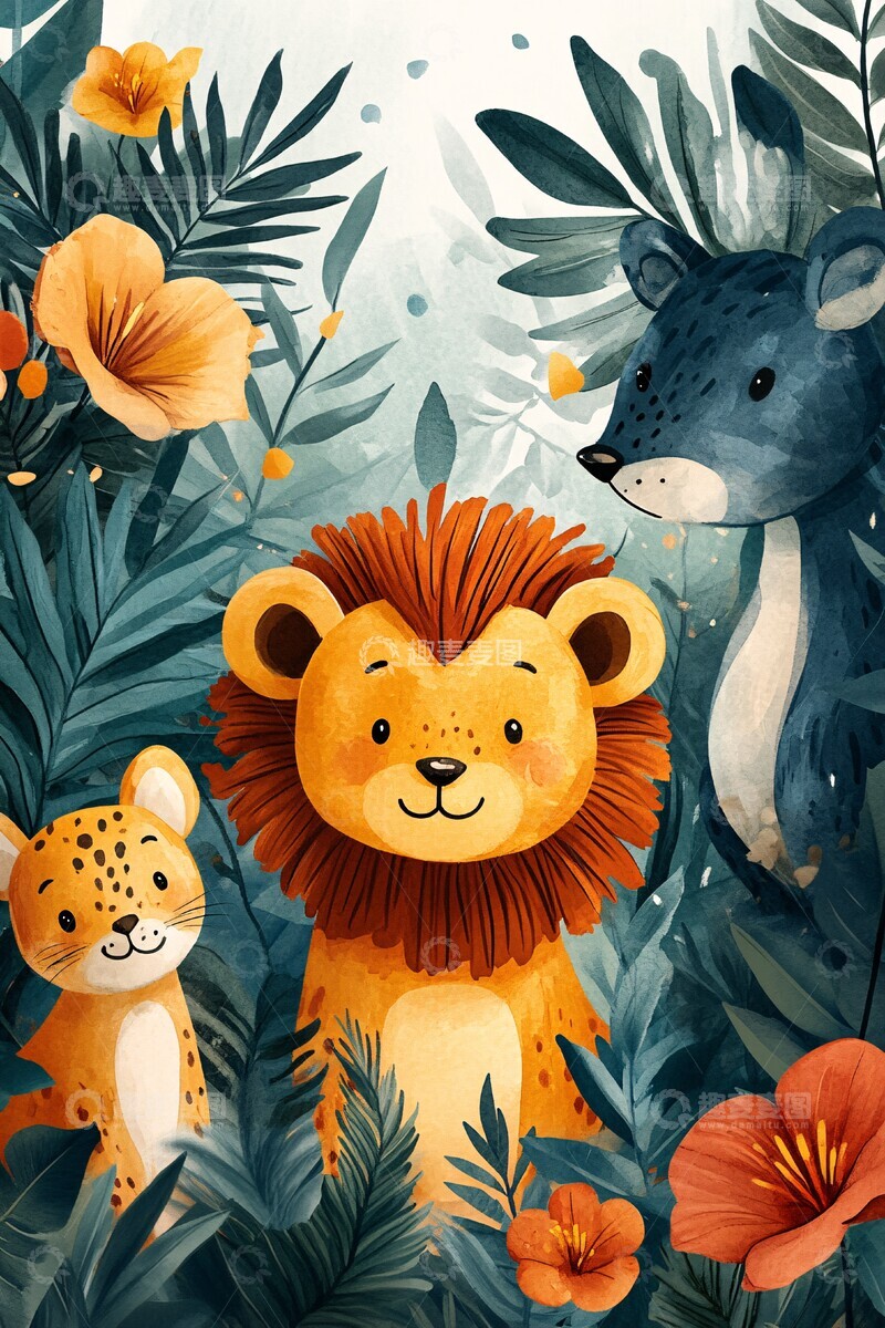 高清大图下载【趣麦麦图】丛林动物生日邀请3