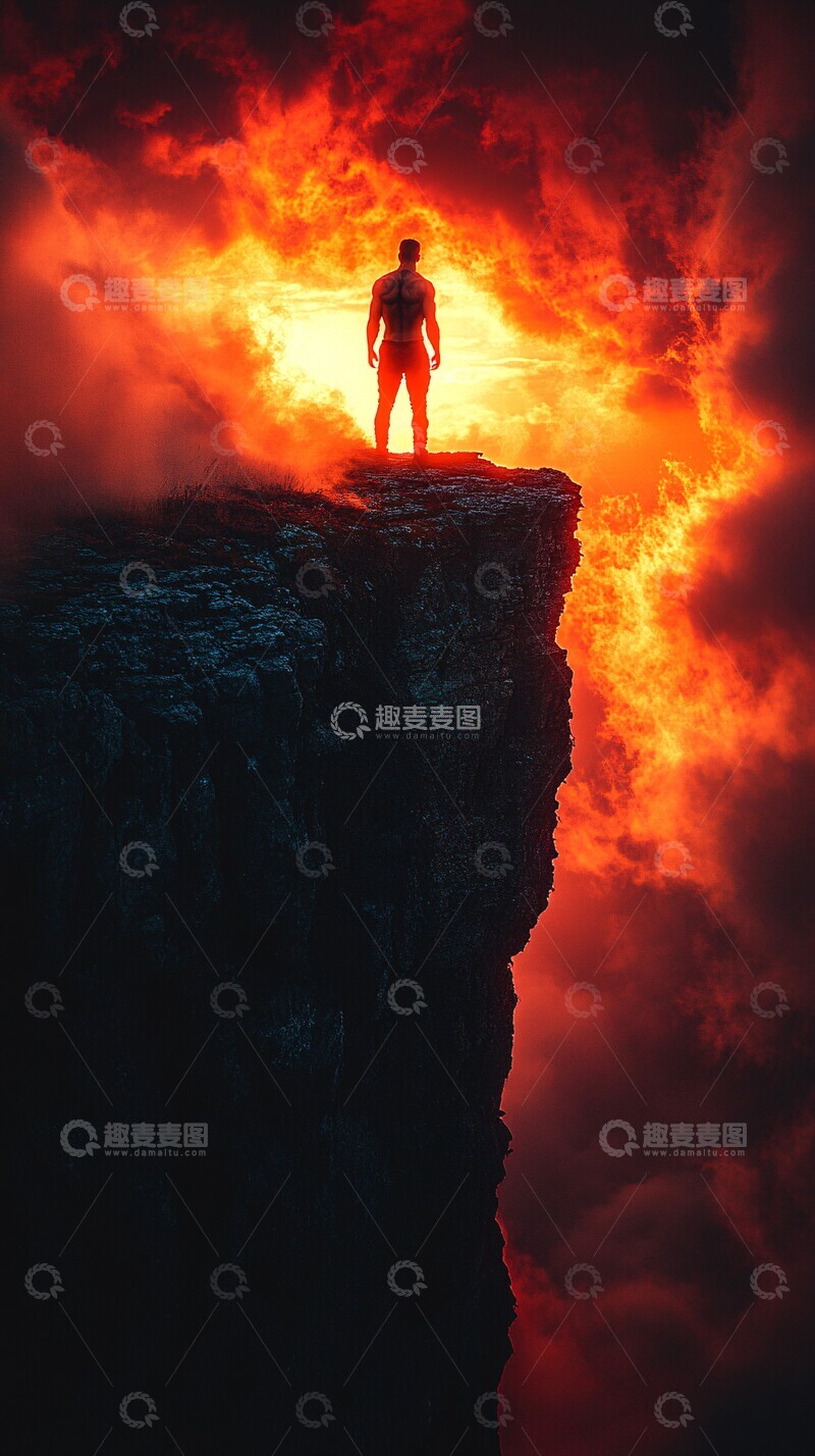 高清大图下载【趣麦麦图】黎明悬崖上的身影3