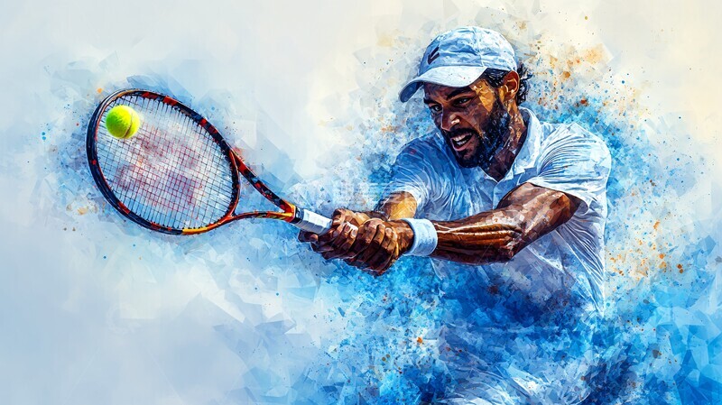 高清大图下载【趣麦麦图】网球运动员抽象水彩3