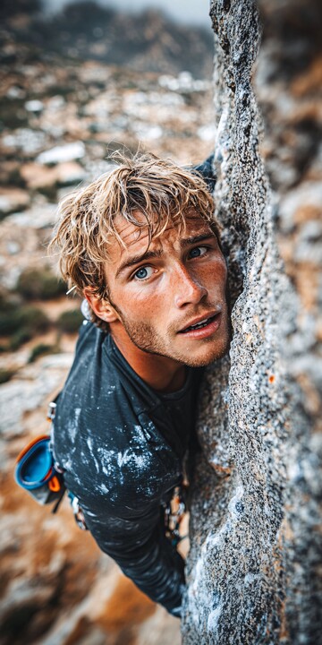 攀岩者绳索攀峭壁3