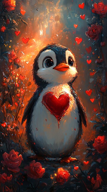 企鹅心形插画3