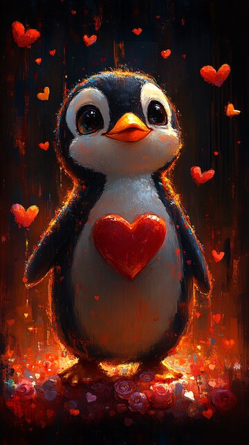 企鹅心形插画2