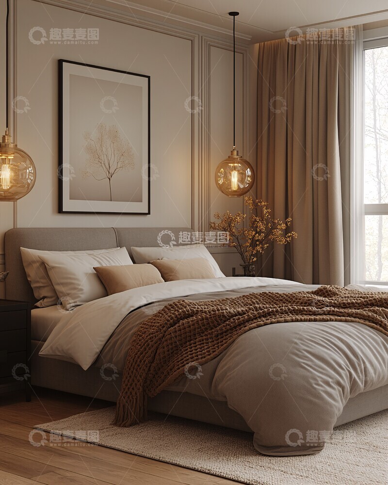 高清大图下载【趣麦麦图】灰色卧室简约设计3
