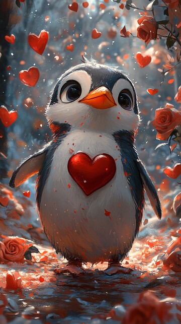 企鹅心形插画1