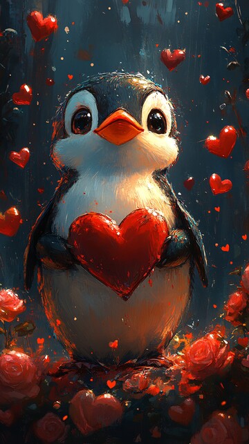 企鹅心形插画