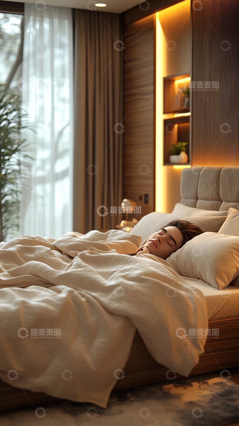 高清大图下载【趣麦麦图】木地板大床卧室6