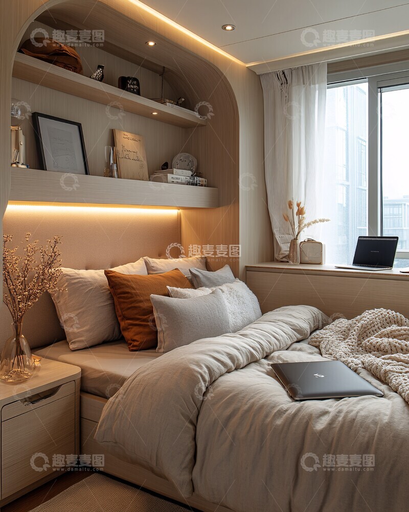 高清大图下载【趣麦麦图】灰色简约卧室设计7