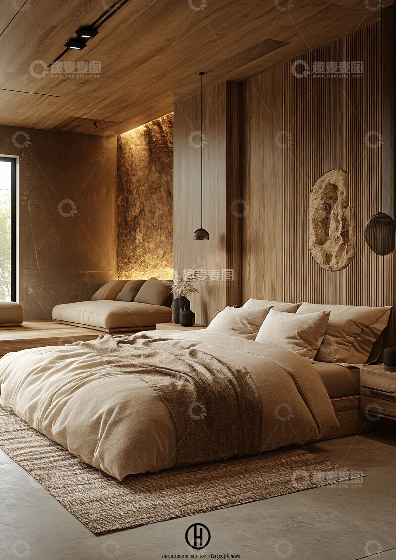 高清大图下载【趣麦麦图】木纹墙面灰色地板3