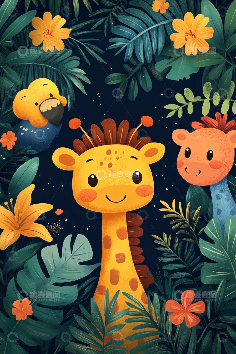 高清大图下载【趣麦麦图】丛林动物生日邀请2