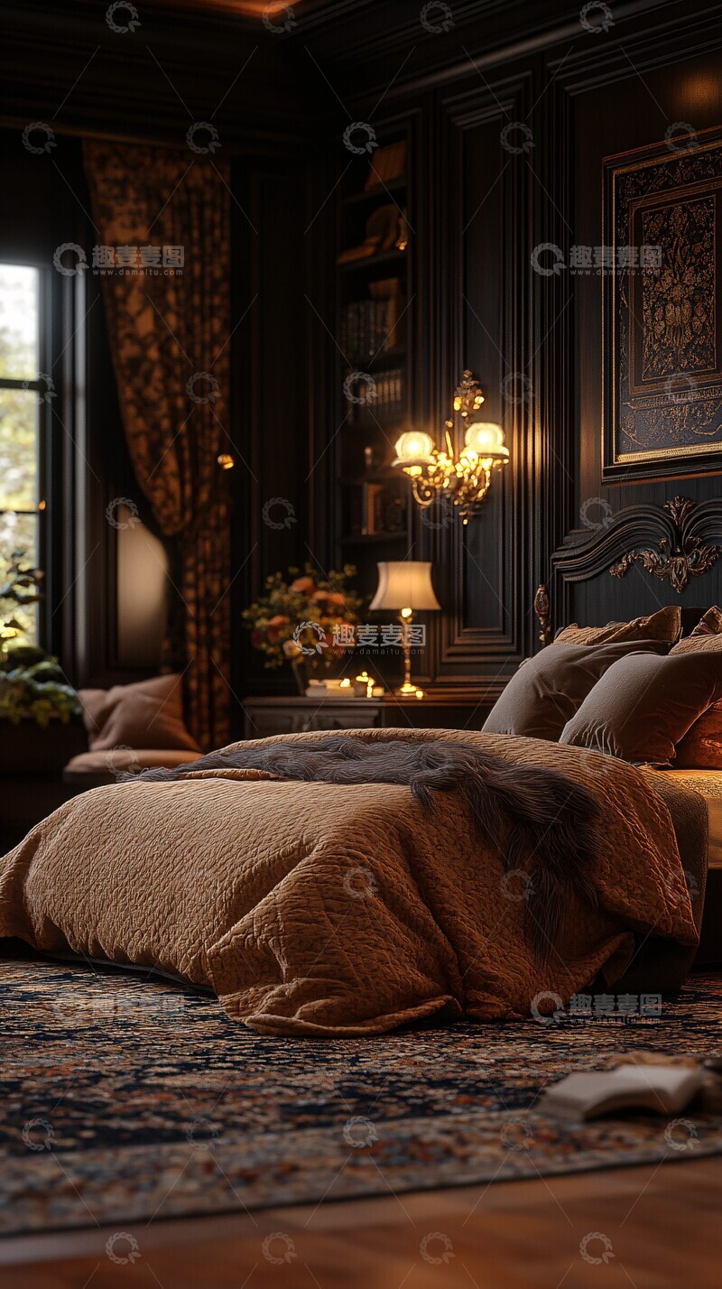 高清大图下载【趣麦麦图】温暖卧室情感背景3