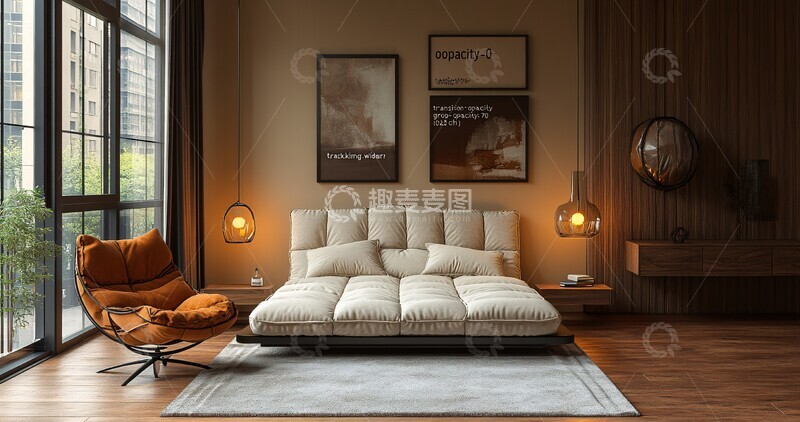 高清大图下载【趣麦麦图】现代床铺设计图3