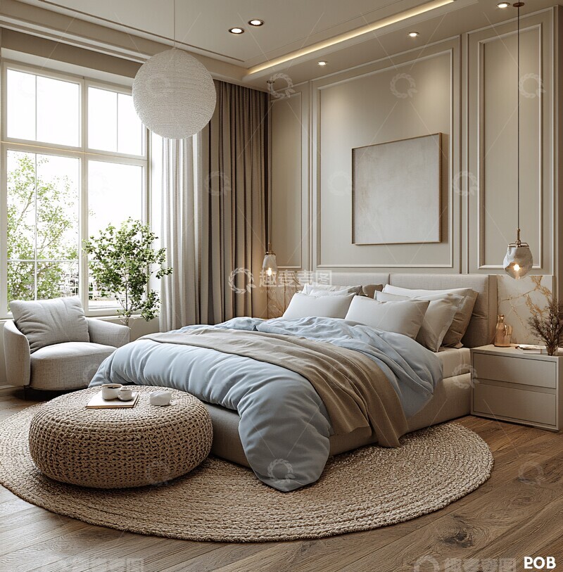 高清大图下载【趣麦麦图】灰色蓝色卧室设计3