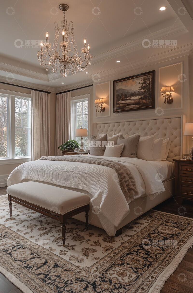 高清大图下载【趣麦麦图】主卧水晶灯火炉3
