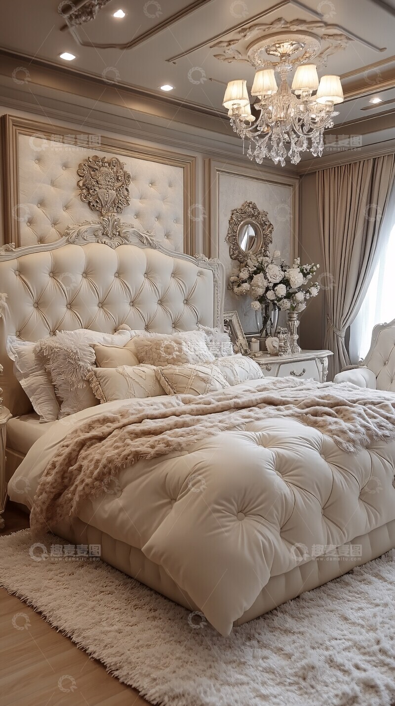 高清大图下载【趣麦麦图】白色软床化妆台3