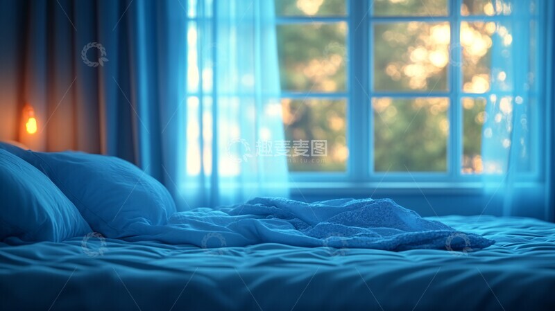 高清大图下载【趣麦麦图】豪华床夜景豪华夜景窗户1