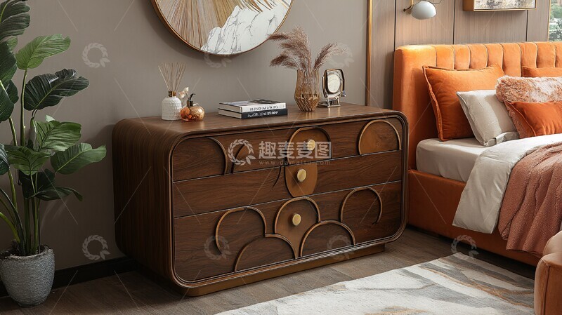 高清大图下载【趣麦麦图】深色木质抽屉柜2