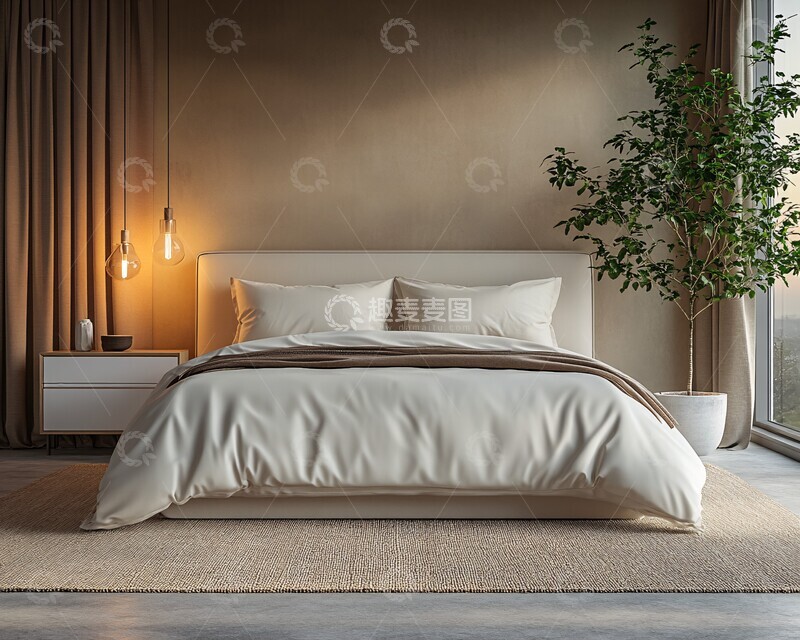 高清大图下载【趣麦麦图】奶油色皮质床头板2