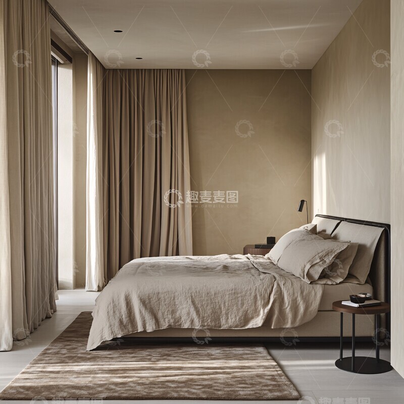 高清大图下载【趣麦麦图】米色卧室简约设计3