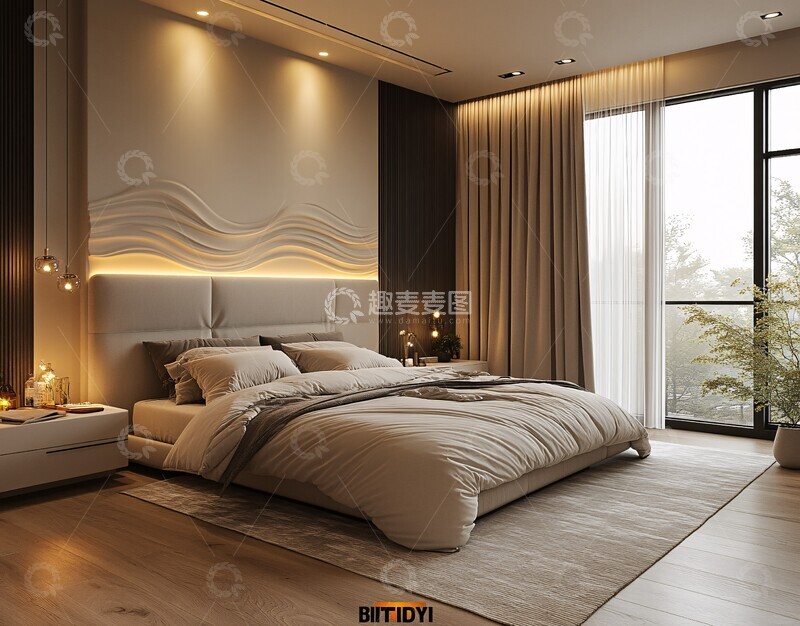 高清大图下载【趣麦麦图】灰黑配色现代卧室3