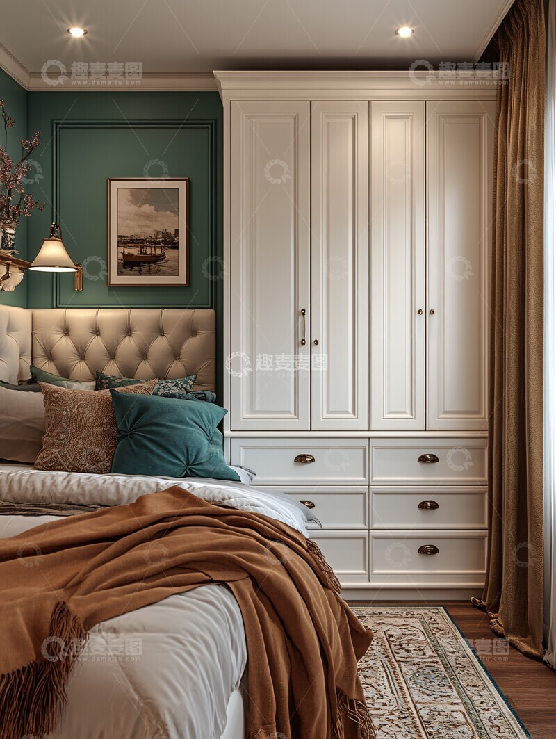 高清大图下载【趣麦麦图】白色衣柜卧室布局3