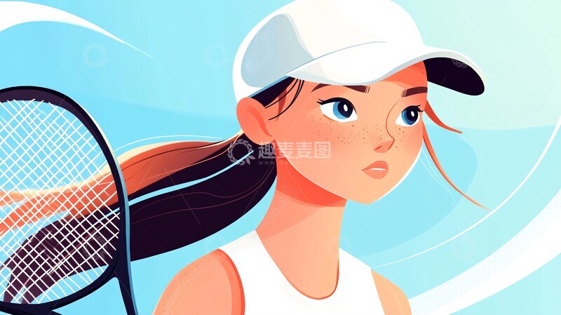 高清大图下载【趣麦麦图】网球少女准备发球2