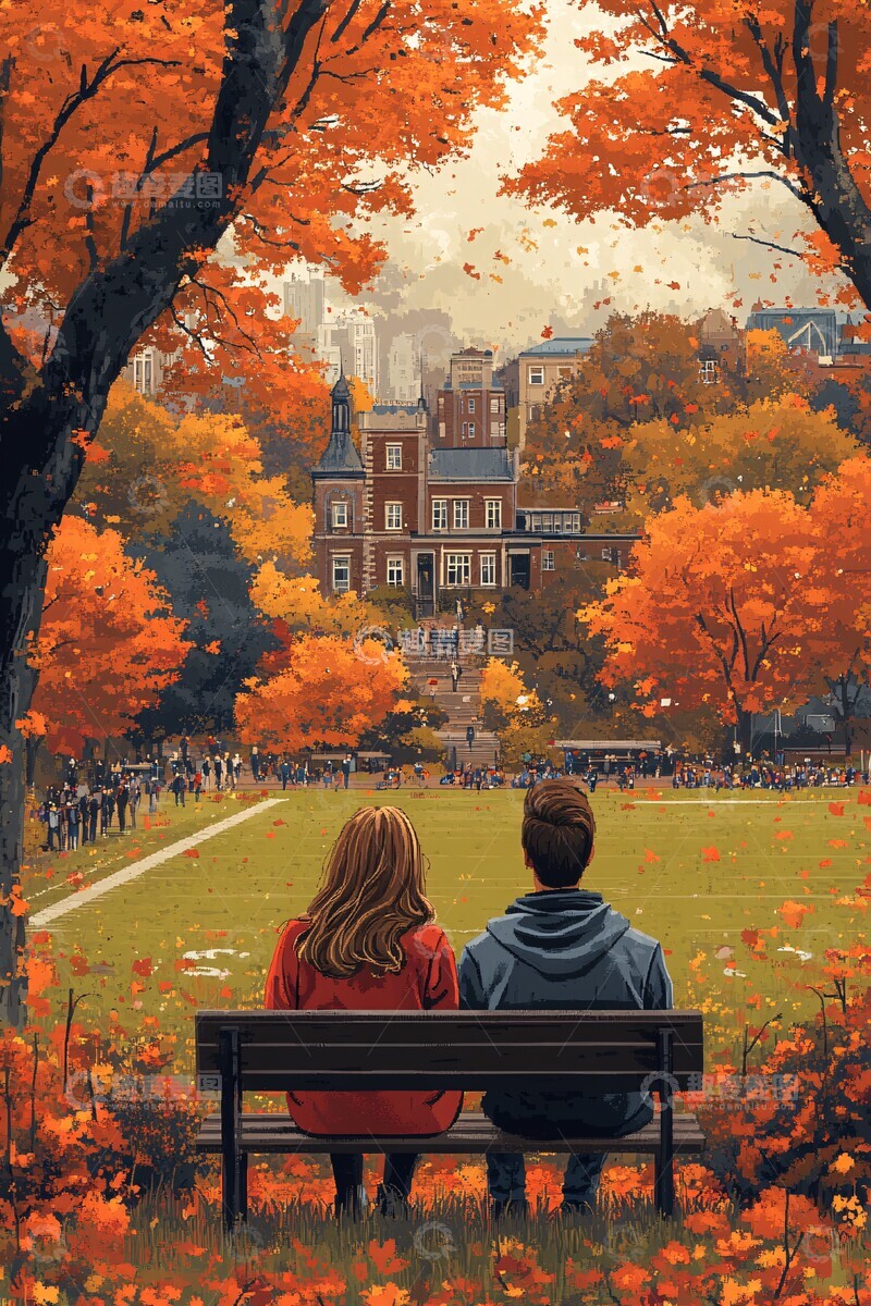 高清大图下载【趣麦麦图】校园男女背影1