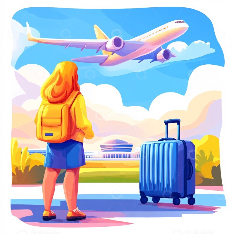 高清大图下载【趣麦麦图】女孩手提行李箱2