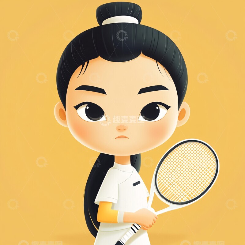 高清大图下载【趣麦麦图】运动角色挥拍图