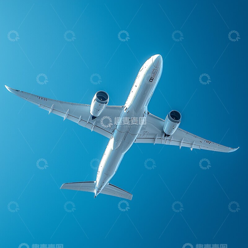 高清大图下载【趣麦麦图】白色波音飞行