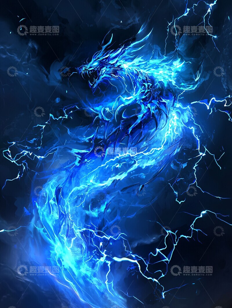 高清大图下载【趣麦麦图】蓝闪电蓝焰环绕1